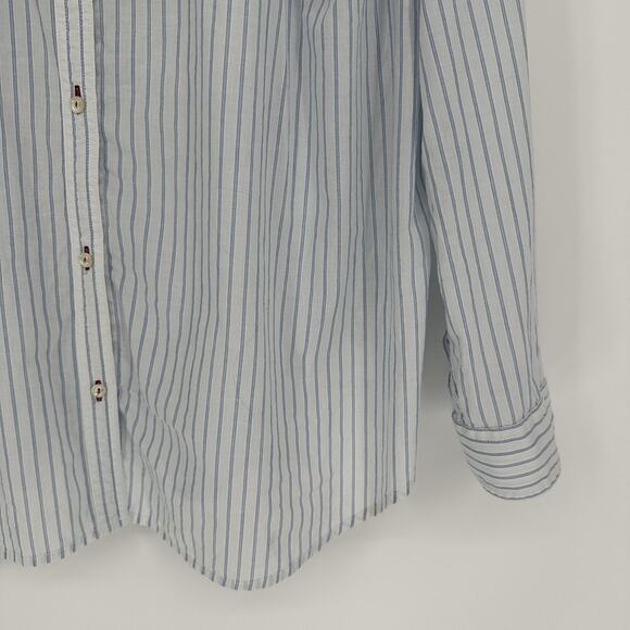 Chaps Shirt Womens 3X Blue White Stripe Embroidered Button Front Long Sleeve - Picture 4 of 9
